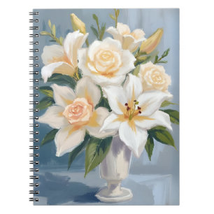 White Wedding Bouquet Floral Watercolor Notebook