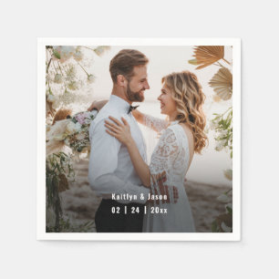 White Wedding custom photo Napkin