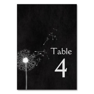 White Wedding Dandelion Table Number