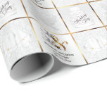 White Wedding Day Doves, Bells and Cake Wrapping Paper<br><div class="desc">White Wedding Day Doves, Bells and Cake Wedding Gift Wrap with DIY text. ⭐This Product is 100% Customisable. Graphics and / or text can be deleted, moved, resized, changed around, rotated, etc... 99% of my designs in my store are done in layers. This makes it easy for you to resize...</div>