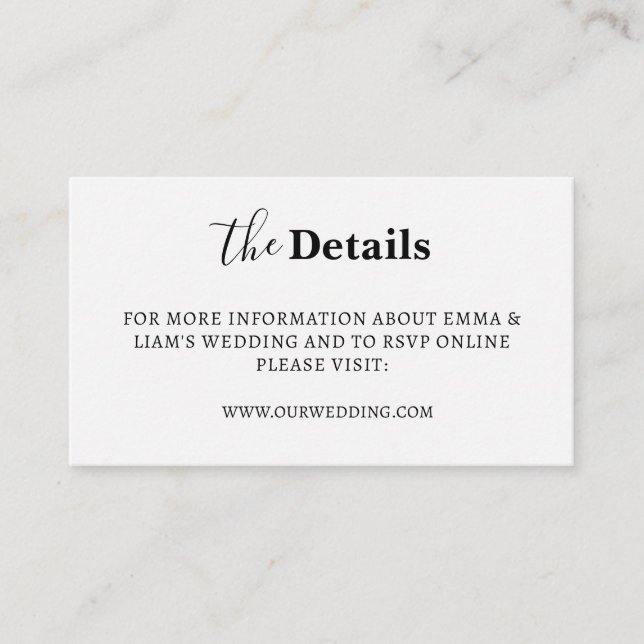 White Wedding Details Enclosure Cards (Front)