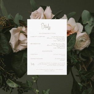 White Wedding Details Invitation