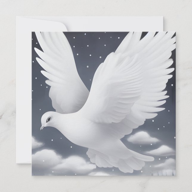 White Wedding Dove in Clouds (Front)