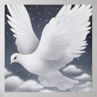 White Wedding Dove in Clouds