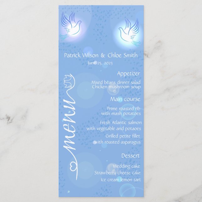 White wedding dove with lighting menu (Front)