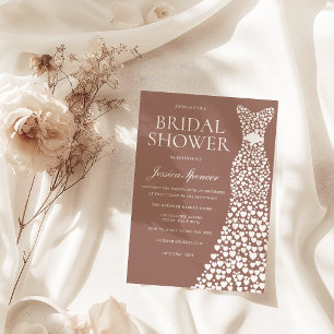 White Wedding Dress Clay Bridal Shower Invitation