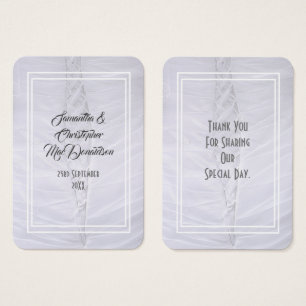 White wedding dress thank you tag