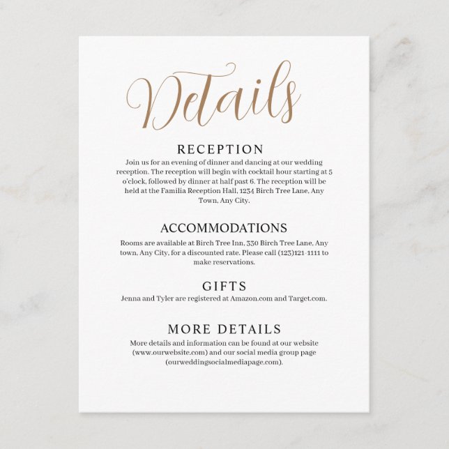 White Wedding  Enclosure Card (Front)