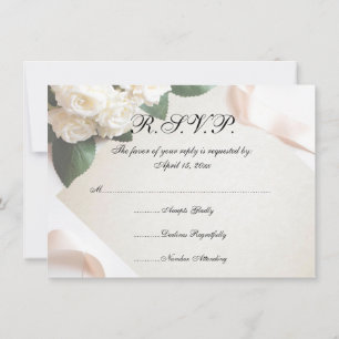 White Wedding Flower RSVP Cards