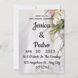 White wedding flowers background invitation