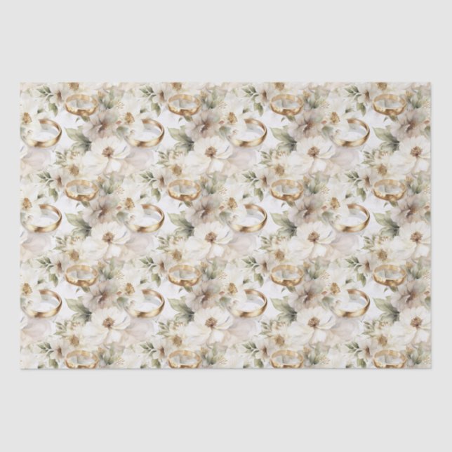 White Wedding Flowers Tissue Paper (Front)