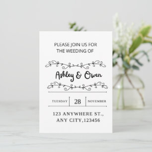 white wedding invitation