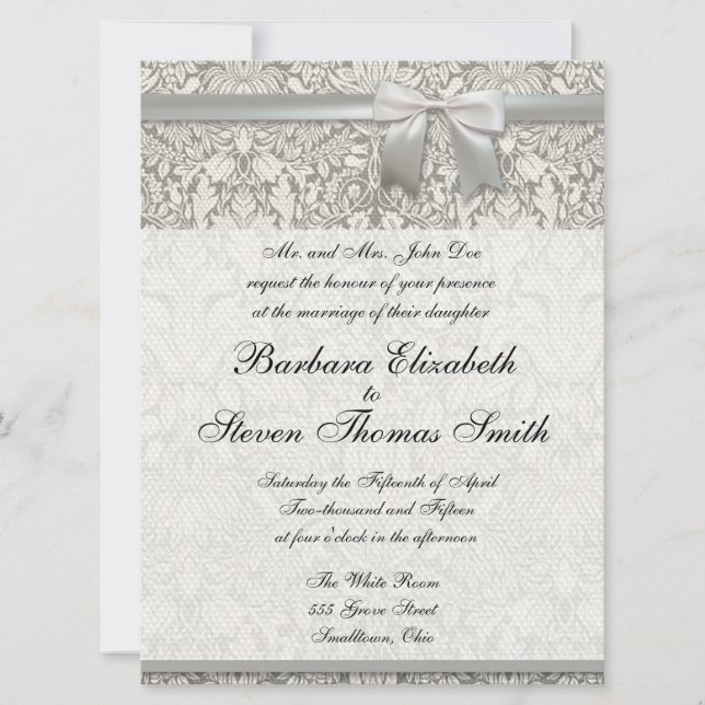 White Wedding invitation traditional template (Front)
