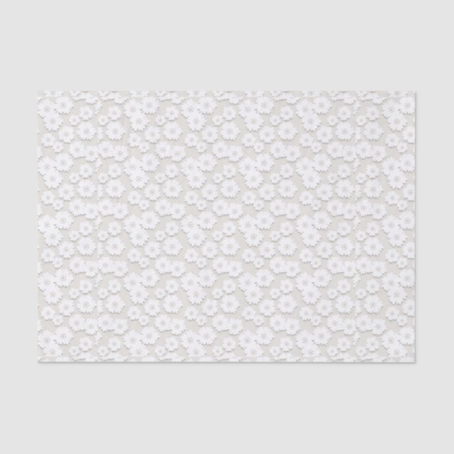 White Wedding Lace Daisy Tissue Paper (Front)