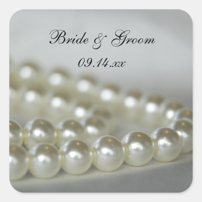 White Wedding Pearls Envelope Seals (Front)