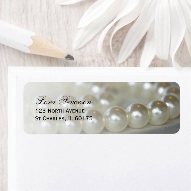 White Wedding Pearls Return Address (Insitu)