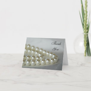 White Wedding Pearls Thank You Card