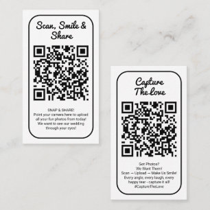 White Wedding Photo Sharing Capture Love QR Code Business Card