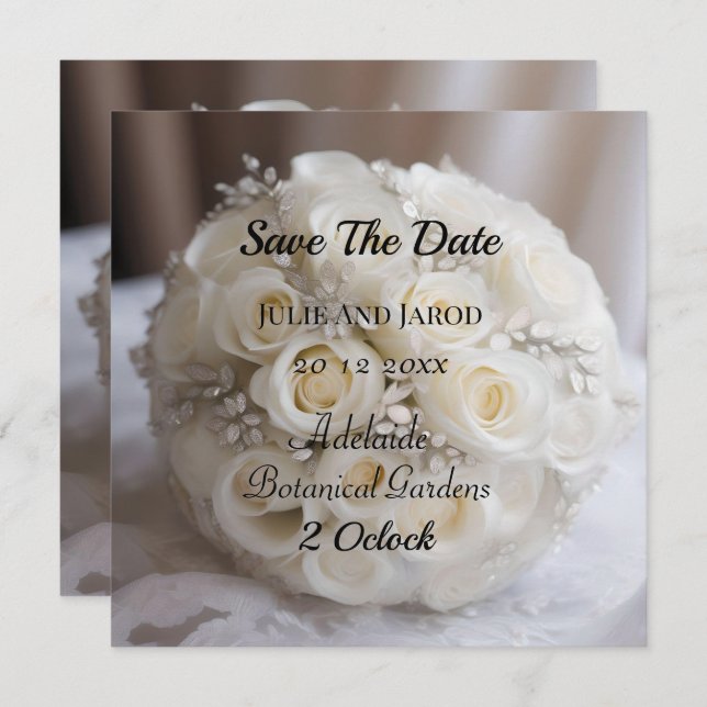 White Wedding Rose Topiary Ball,  Card (Front/Back)