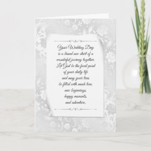 White Wedding Satin Damask Card