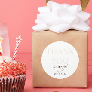 White Wedding Thank you Classic Round Sticker