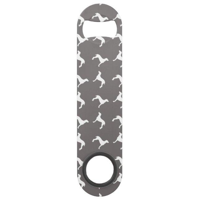 White Weimaraner Silhouettes On Grey (Back)