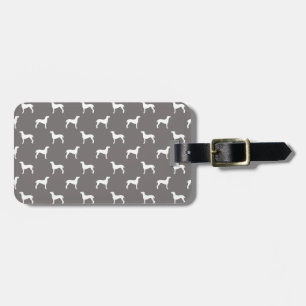 White Weimaraner Silhouettes On Grey Luggage Tag