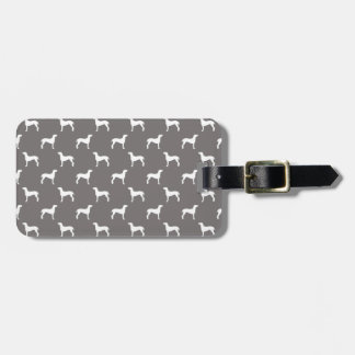 White Weimaraner Silhouettes On Grey Luggage Tag