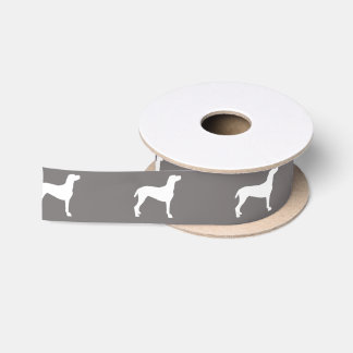 White Weimaraner Silhouettes On Grey Satin Ribbon