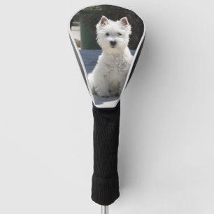 White West Highland Terrier Sitting on Sidewalk Golf Head Cover