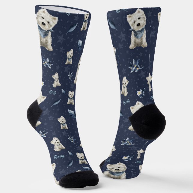 White Westie Christmas  Socks (Angled)