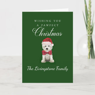 White Westie Christmas Whimsical Card