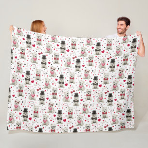White Westie with Accessories Whimsical Fleece Blanket