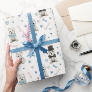 White Westie with Accessories Whimsical Wrapping Paper