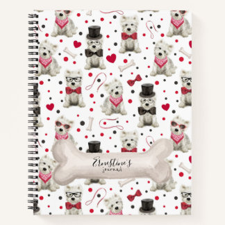 White Westies with Accessories  Personalised Notebook