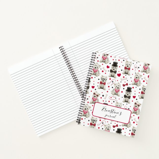White Westies with Accessories Whimsical Notebook (Inside)