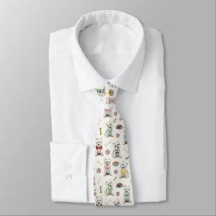 White Westies with Accessories Whimsical Tie