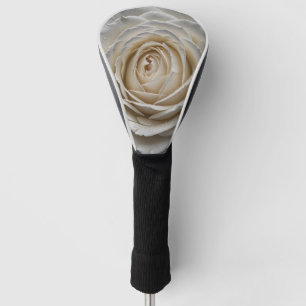 White wet rose close up design golf head cover