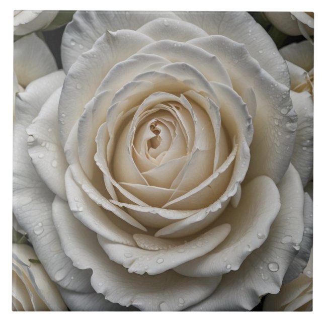 White wet rose close up design tile (Front)