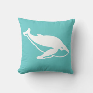 white whale  on teal blue pillow