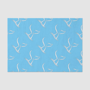 White Whale Tail on Blue Tissue Paper