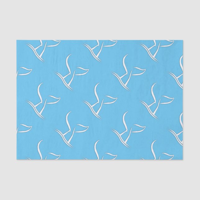 White Whale Tail on Blue Tissue Paper (Front)
