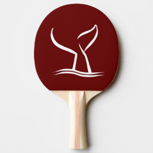 White Whale Tail on Dark Red Ping Pong Paddle