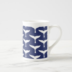 White Whale Tail Sea Animal Blue Ocean Marine Bone China Mug