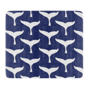 White Whale Tail Sea Animal Blue Ocean Marine Cutting Board