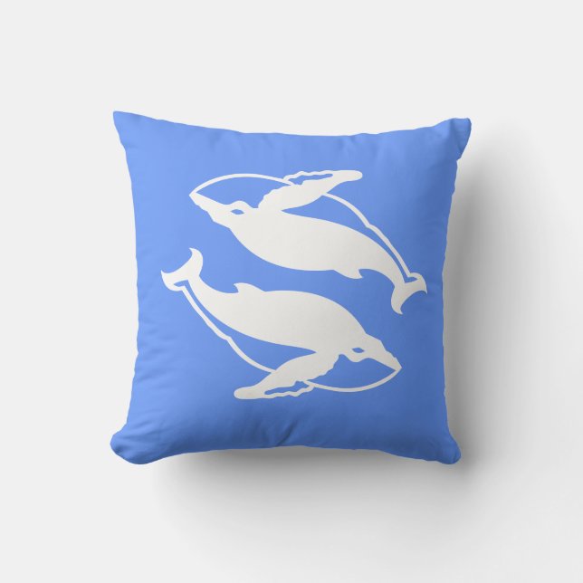 white whales  on  blue pillow (Front)
