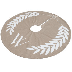 White Wheat Laurels Burlap Fleece Tree Skirt