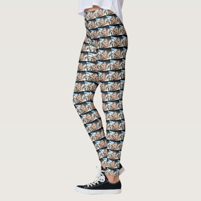 White Whippet Dog Dimensional Art,     Leggings (Left)