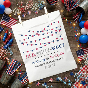 White & Who? 4th Of July Gender Reveal Party Favour Bags