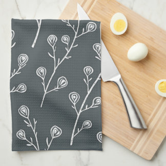 White Wild flower pattern  Tea Towel
